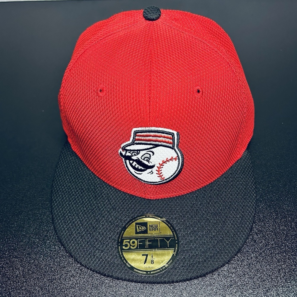 New Era 59FIFTY Cincinnati Reds Mr Red Fitted Hat 7 1/8 MLB On Field Cap Red - Picture 3 of 12